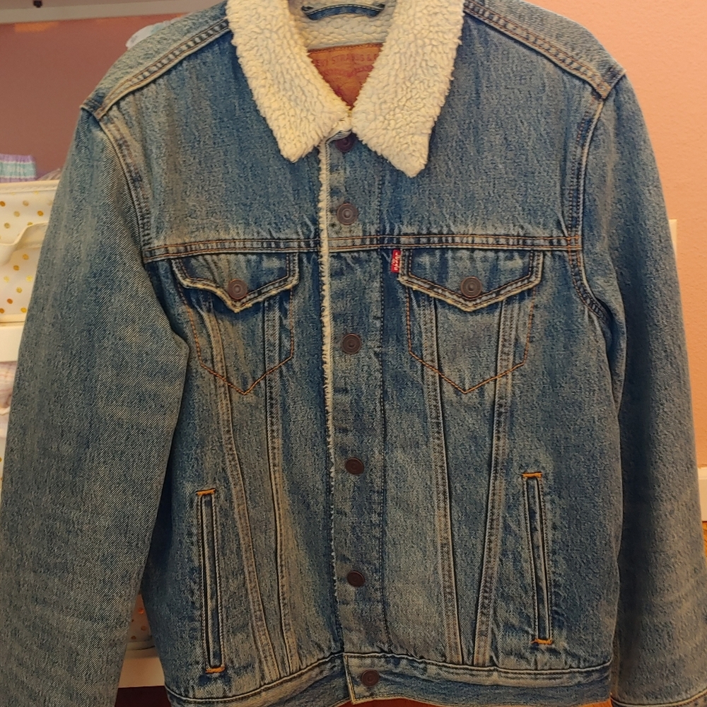Mens sharpa lined denim jacket